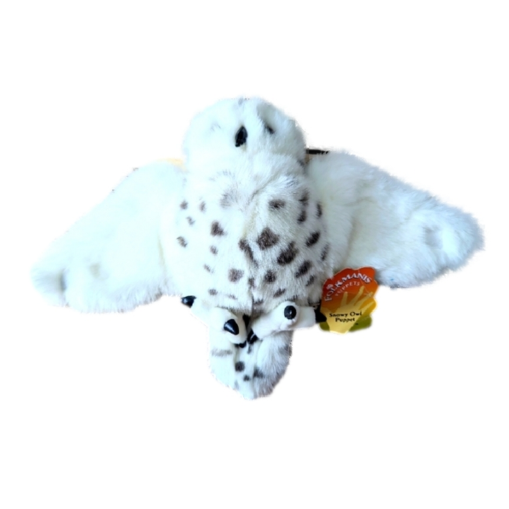 Folkmanis Plush Stuffed Snowy Owl Puppet with Moving Head Medium Sized